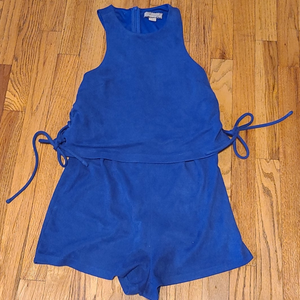 Ethereal Blue Faux Suede Romper Size Small